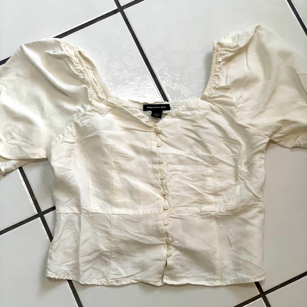 Something Navy Linen Top